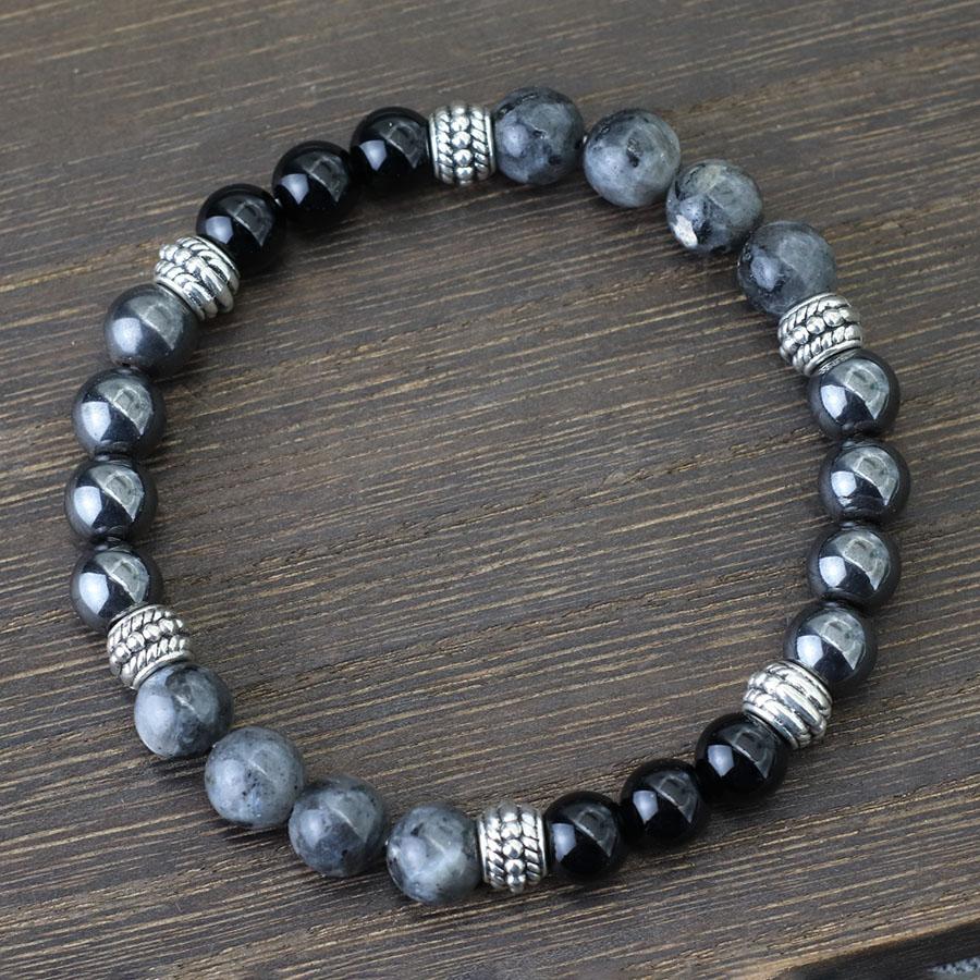 Simple Men Bracelet Natural Lava Tiger Eye Stone Hand Beaded Brass Braclet Casual Accessories Prayer Meditation Yoga Braslet