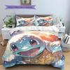 Squirtle Muster Bettwäsche Heimdekoration Geburtstagsgeschenk (1 Bettbezug + 2 Kissenbezüge, ohne Füllung)