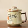 Ru kiln mug gift box with lid tea separation water cup ceramic tea brewing office cup business meeting souvenir