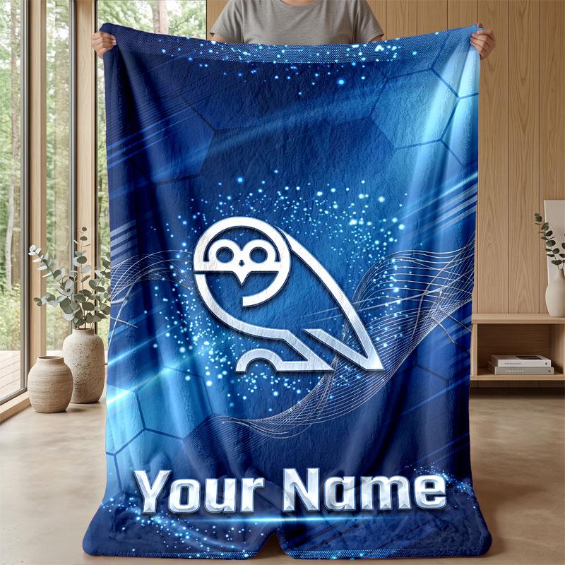 Sheffield Wednesday FC Custom Name Text Flannel Blanket Soccer Logo Personalized Fleece Throw Blanket Special Gift For Sofa Bedroom Home