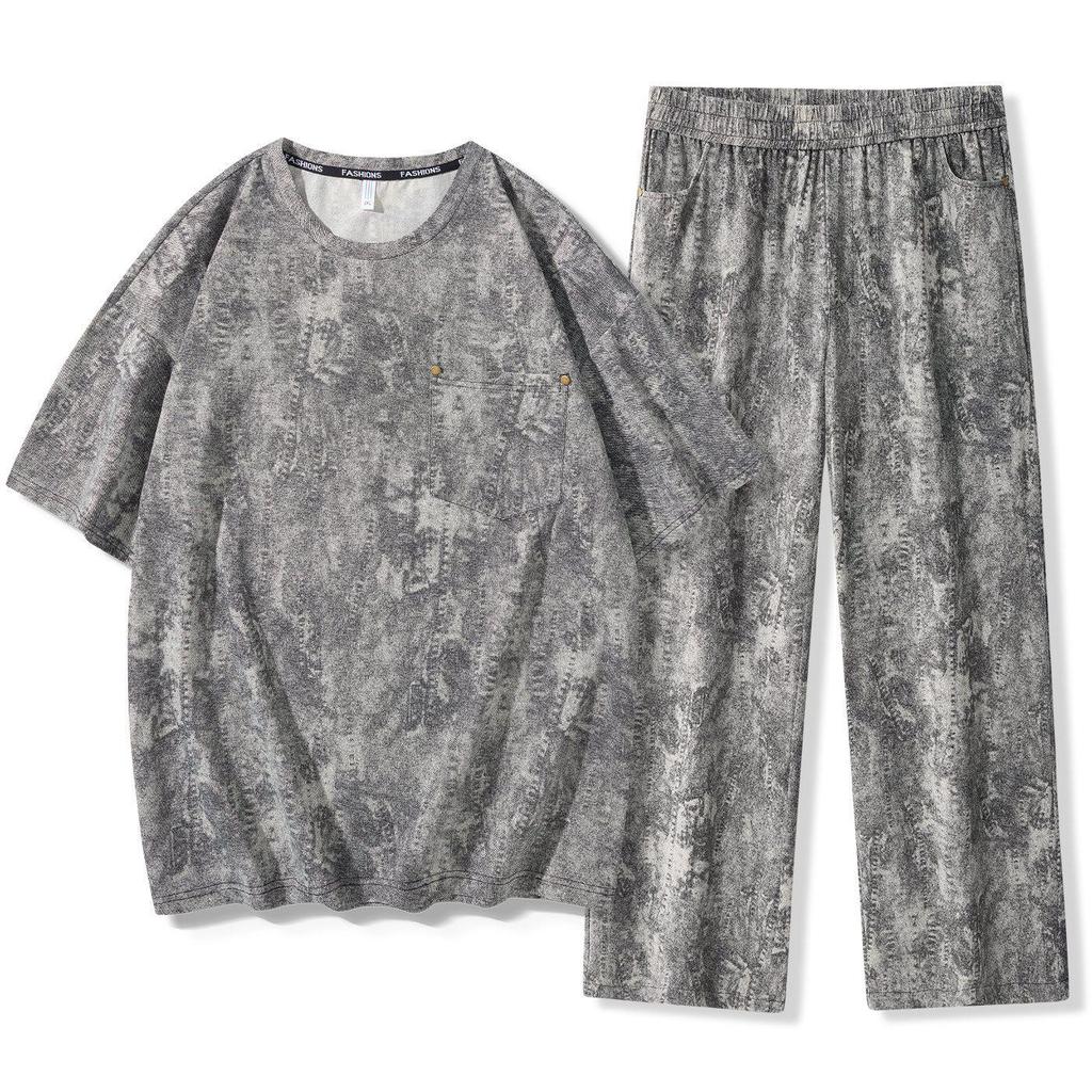 M-9XL Herren Trendiges Lockeres Sommerjacke & Weite Hosen 2-teiliges Set