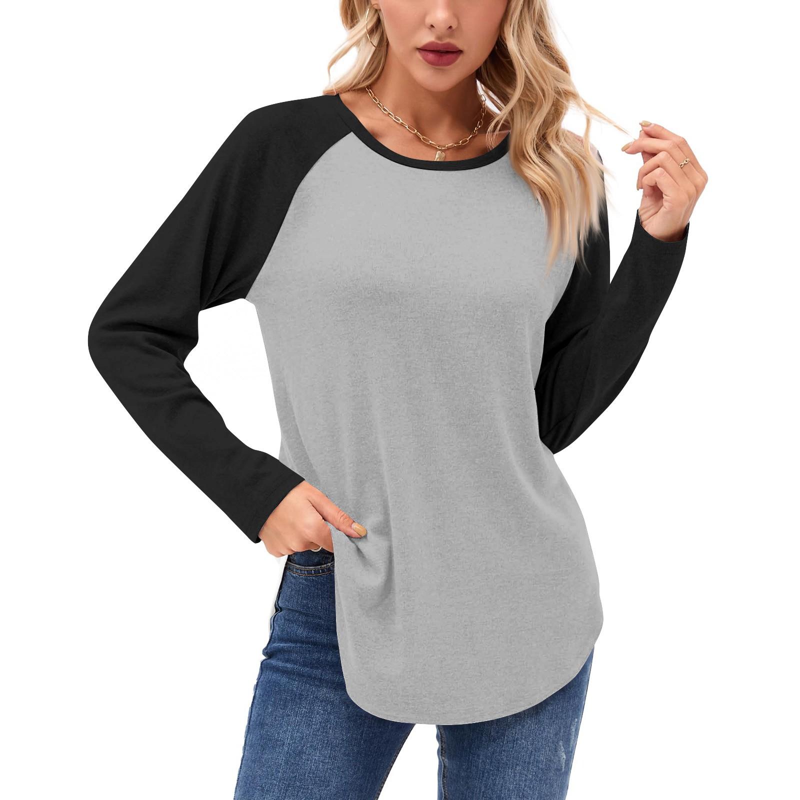 

Женские рубашки с длинным рукавом, повседневные модные туники, топы с круглым вырезом, базовая свободная футболка S винный