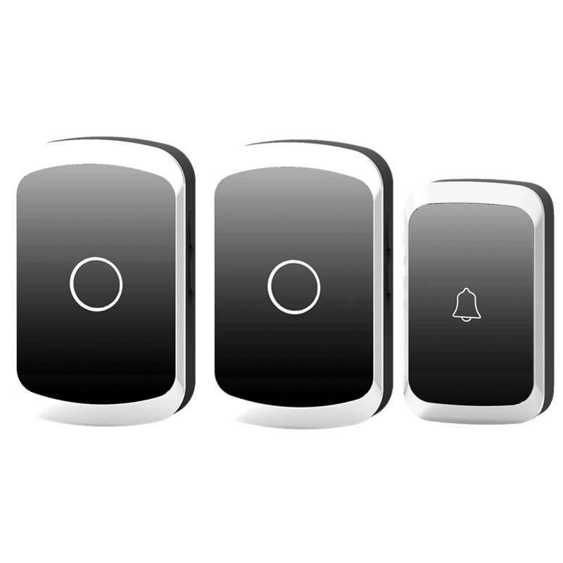Battery-Free Wireless Doorbell: Long-Range, Smart Villa Doorbell with One Transmitter & Two Receivers Black China Standard