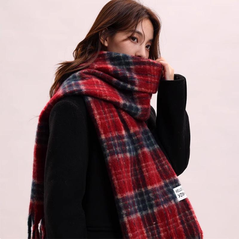 Qianqian Wanxing Knit Style Imitation Cashmere Scarf – Warm, Versatile, Korean-Style for Autumn and Winter, Available in Multiple Colors.
