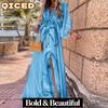 Women's Fashion Spring Autumn Long Sleeve V-Neck Casual Dresses