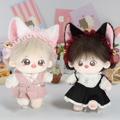 Cute Cartoon Cute Animal Ear Cotton Doll Headwear Hairband Maid Style Cat Ears Hairband Dress Up Doll 20cm Doll