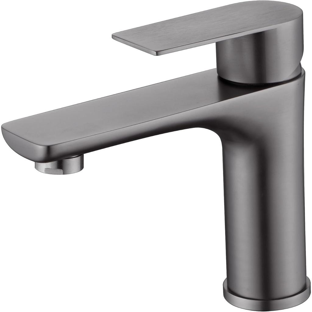 Bathroom Faucets for Sink Lavatory Faucet 304 Stainless Steel Single Hole Single Handle, Gun Gray
