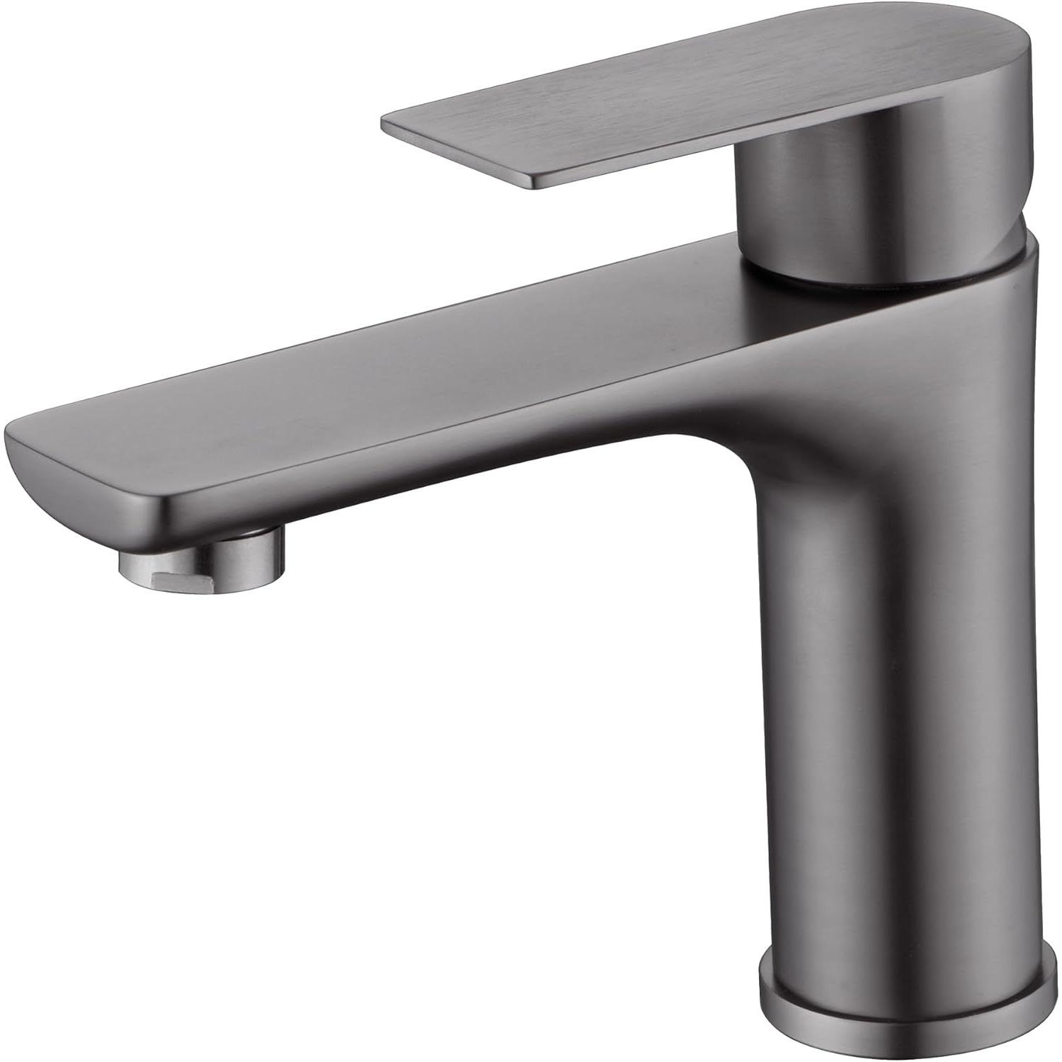 Bathroom Faucets for Sink Lavatory Faucet 304 Stainless Steel Single Hole Single Handle, Gun Gray