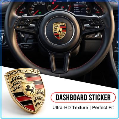 1Pcs Metal Texture Shield Badge Waterproof Anti-Fade Decor Sticker Fit All Porsche Sedan SUV Sports Car Interior Modification