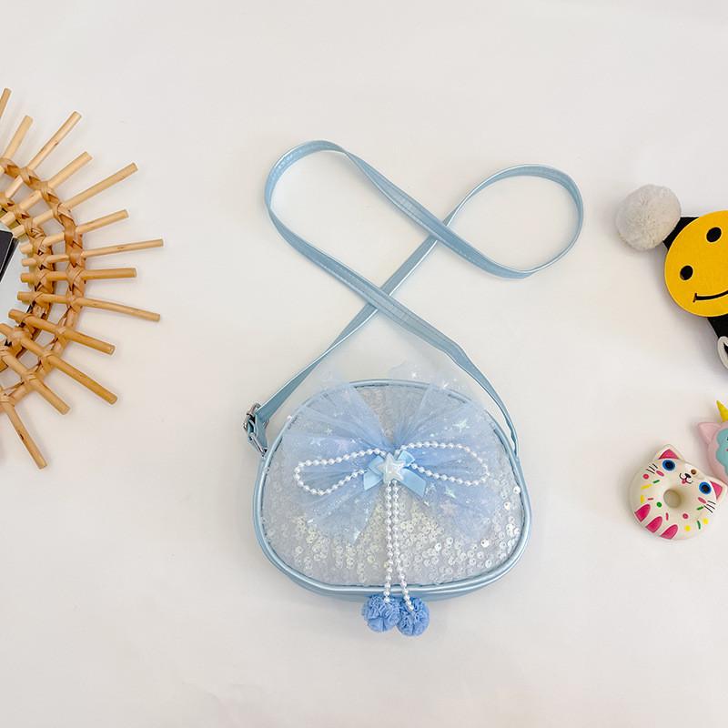 Adorable Ins Children's Bag Fashionable Cute Bow Sequin Little Round Bag For Kids