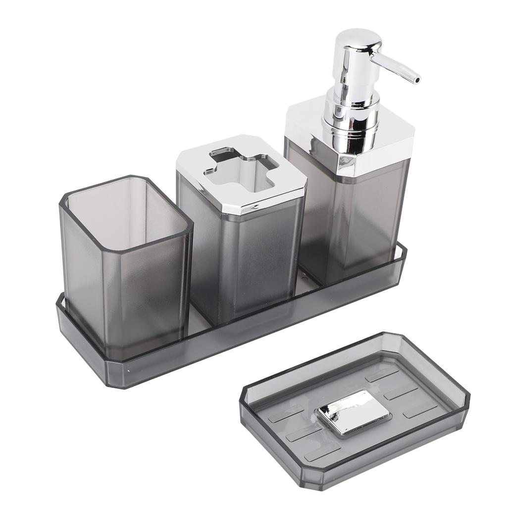 Bathroom Accessories Set Bath Ensemble Set with Toothbrush Holder Cup Lotion Bottles Soap Dish Tray