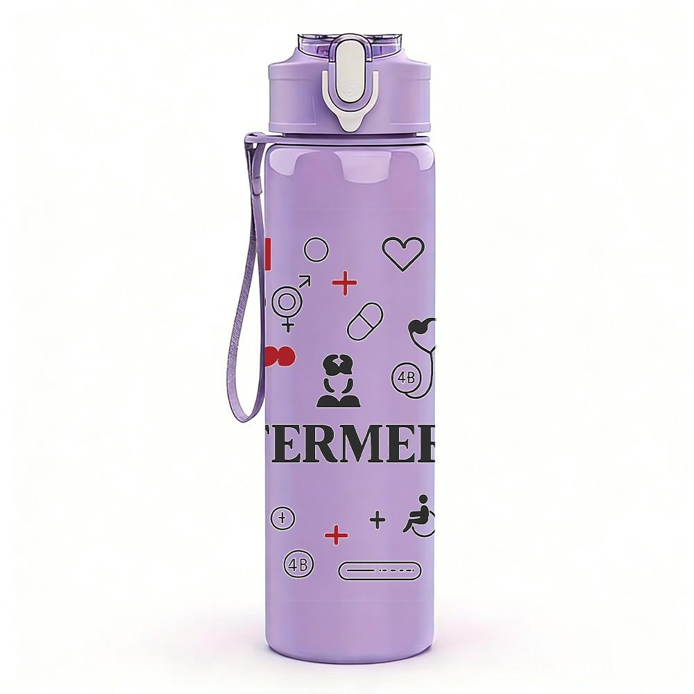 1PC Enfermeria Medical Icon Pack 750ml Color Plastic Sports Water Bottle Leakproof Flip Straw Lid Suitable for Sports Office Home Use