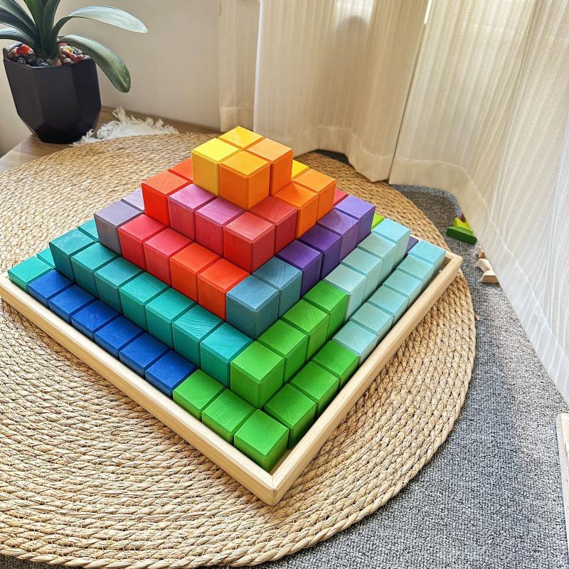 

Linden Wood Great Pyramid Building Blocks for Kids - Early Education Toy
