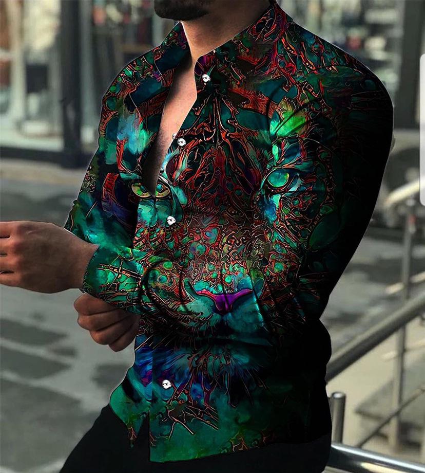 

Весна 2025 Мужская рубашка больших размеров с 3D полосками и длинным рукавом M