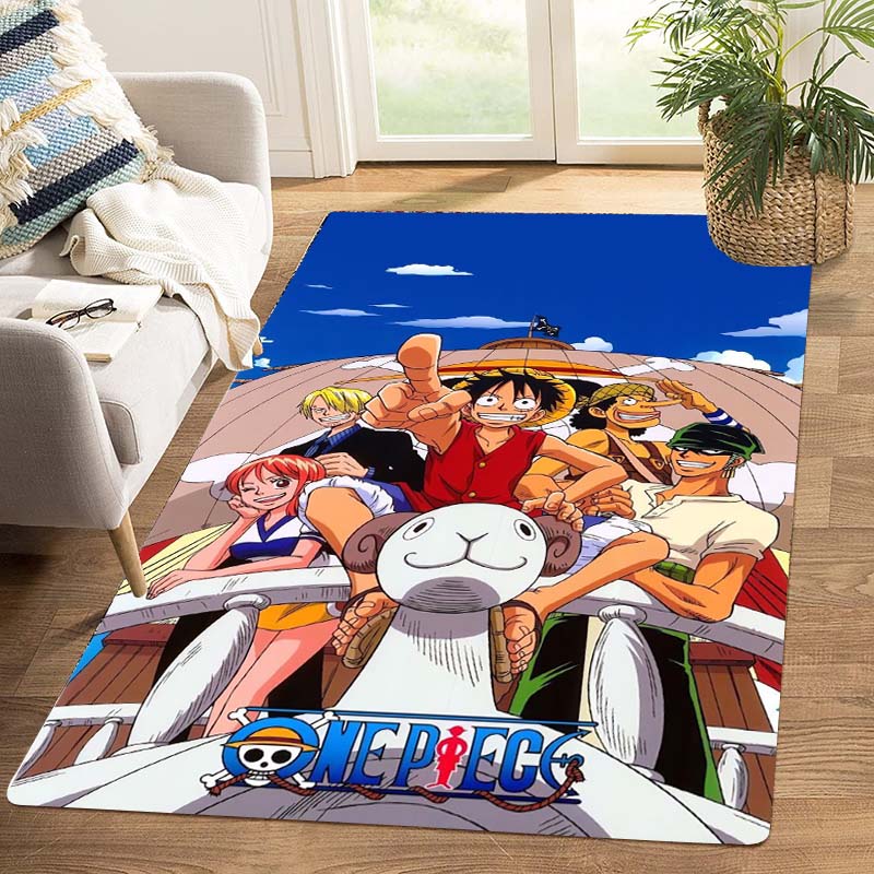 

One Piece Luffy & Crew Pattern Printed Rug, Anime Style Home Decor, Anti-slip & Stain-resistant Carpet for Bedroom & Living Room 60x90cm