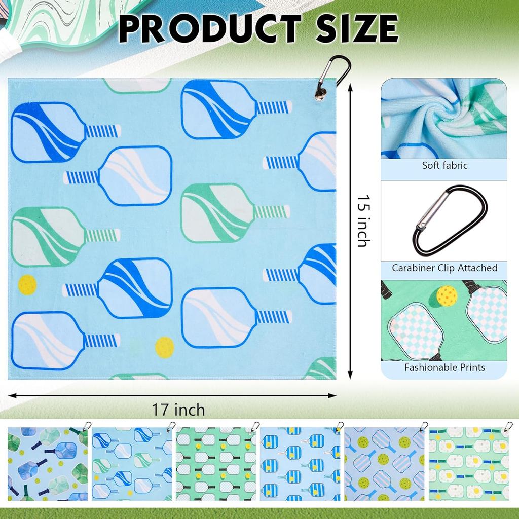 6 Pcs Soft Pickleball Towel 15 x 17 Inch Absorbent Fast Drying Pickleball Towels for Women Sweat Funny Pickleball Gifts for Men Women Hand Towel with
