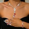 Luxuriöses Rotes Tropfen-Strassstein-Schmuckset Party-Hochzeits-Accessoires