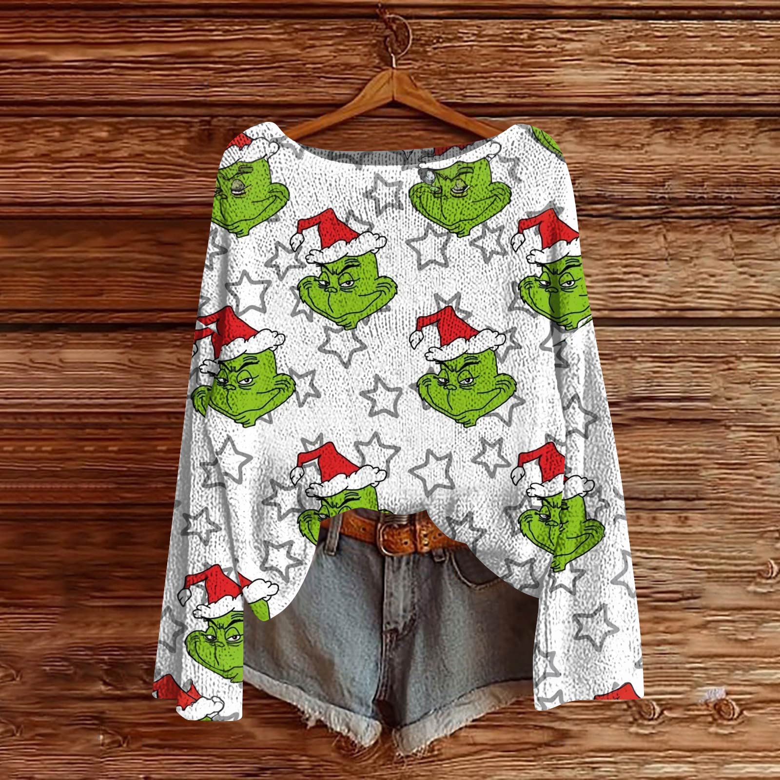 

Женский модный свитер с рождественским принтом, легкий, повседневный трикотажный пуловер с длинным рукавом L белый