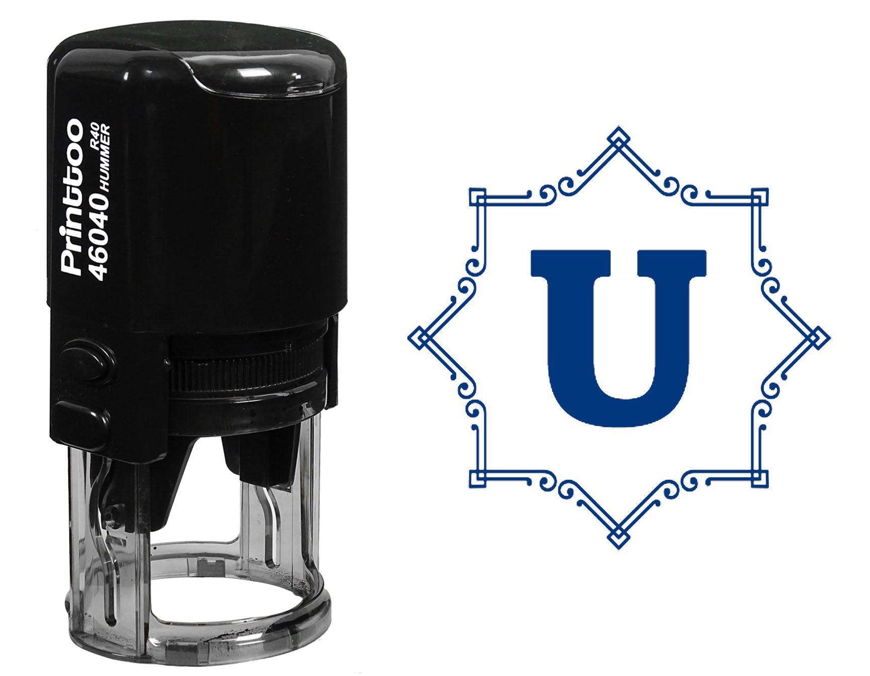 

Printtoo Octagon Celtic Swirl Frame U Alphabet Monogram Initial Self Inking Rubber Stamp R-40 Office 30 mm Diameter (Approx) синій