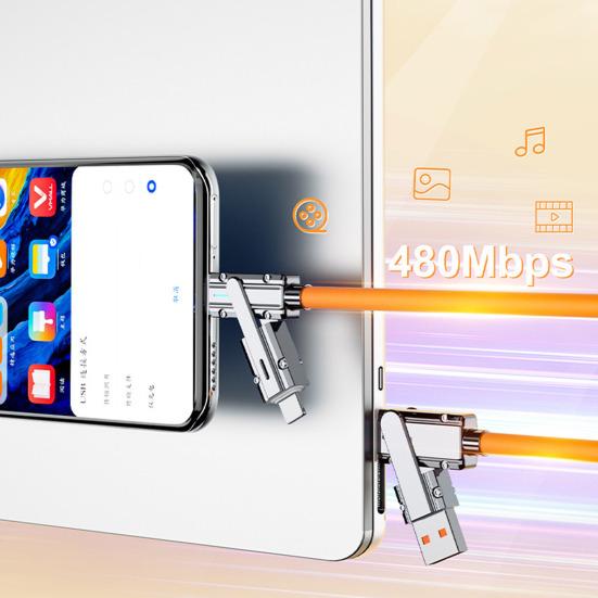 

Yousheng 100CM 4-в-1 зарядный кабель USB Type-C 8Pin 100W 480Mbps быстрая зарядка мобильного телефона планшета цинковый сплав силиконовый кабель для передачи данных провод шнур зелёный