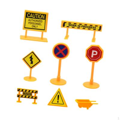 8Pcs Dollhouse Street Road Signs Playset 1/6 1/12 Scale Simulated Pretend Play Construction