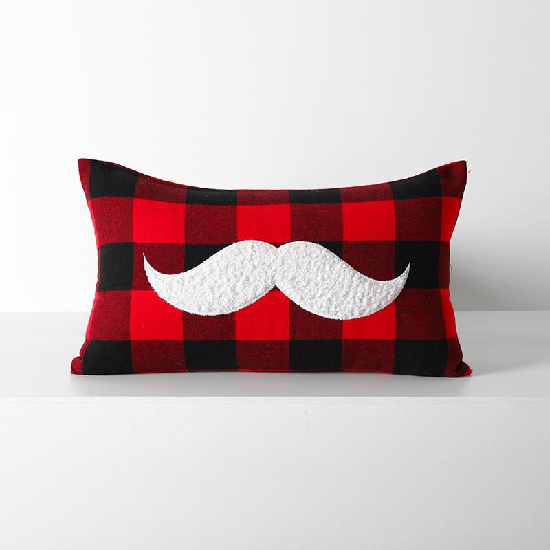 Christmas Red and Black Plaid Embroidered Pillow Cushion Cushion Cover Christmas Style Bedroom Living Room Pillow Without Core