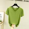 Women's Short-Sleeve Modal V-Neck White Ice Silk Loose T-Shirt