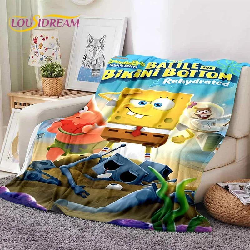 Funny S-SpongeBob Patrick Star Cartoon Soft Flannel Blanket for Beds Bedroom Sofa Picnic,Throw Blanket for Outdoors Leisure Gift
