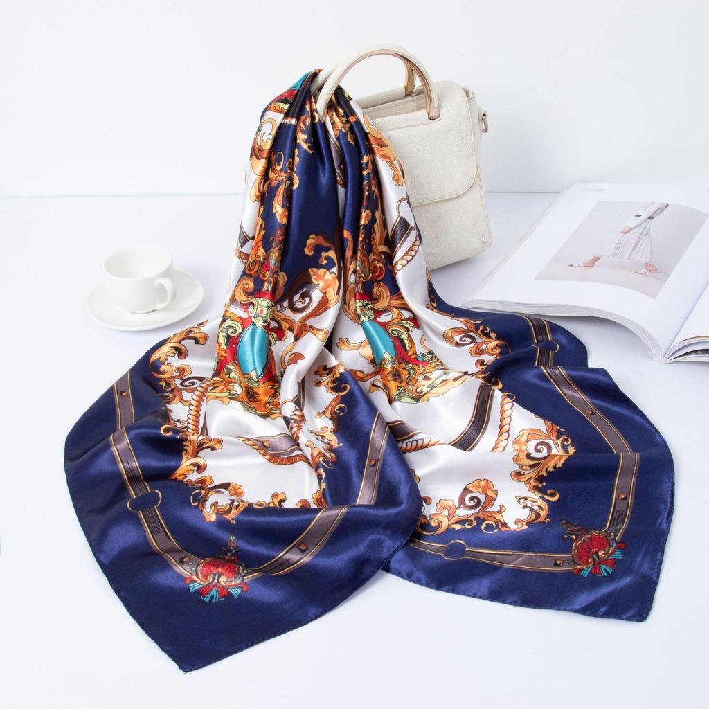 Simulation Silk 90cm Large Square Scarf Silk Scarf Female New 2026 Spring and Fall Models of Foreign Fashion Shirt Large Square Scarf Mother Scarf