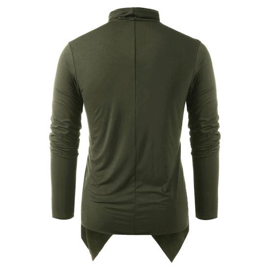 Men Autumn Shirt Vintage Long Sleeves Solid Color Asymmetrical Cardigan Warm Shawl Collar Medieval Breathable Men Autumn Tops for Daily Wear