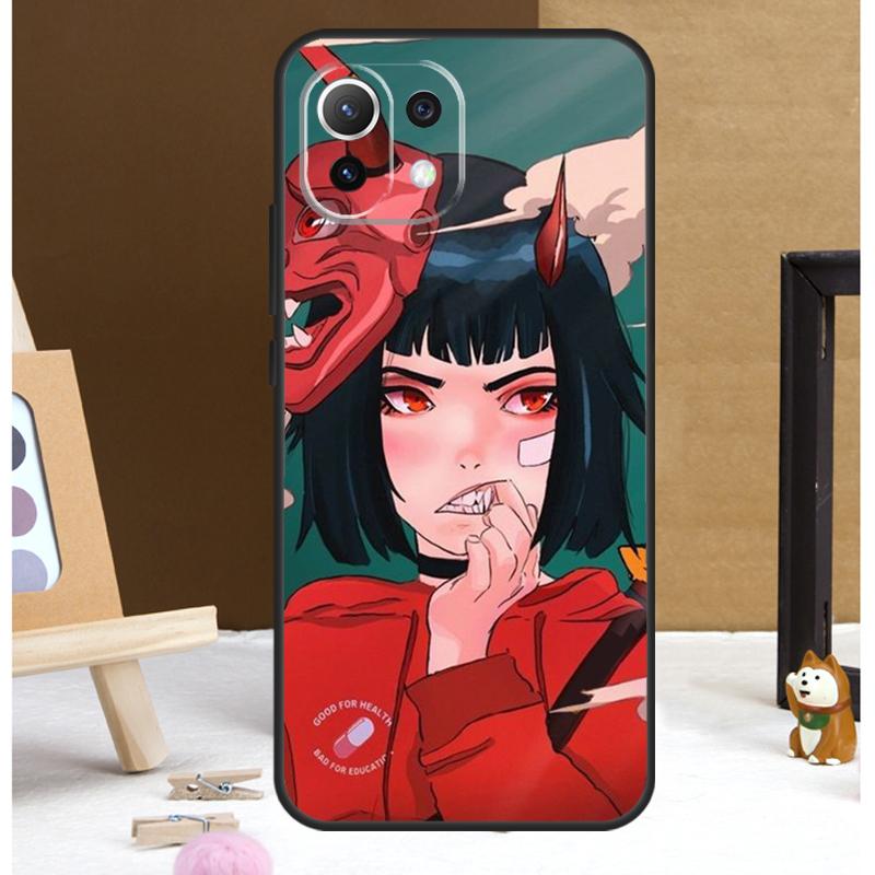 Anime Girl Samurai Case For POCO M6 X3 X5 X6 Pro F3 F5 M5s Cover For Xiaomi 13T 12T 11T 14 Pro 12 13 Lite Case