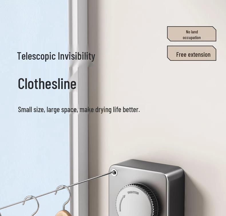 Punch-Free Indoor Retractable Clothesline: Invisible German Steel Wire for Balcony and Bathroom Drying