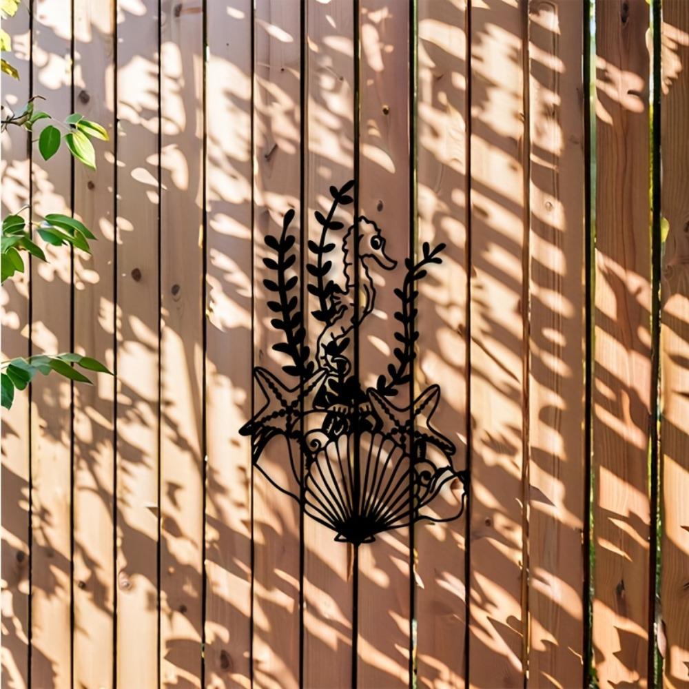 1pc Seahorse Starfish Metal Wall Art Retro Nautical Decor for Bathroom Bedroom Beach House Indoor Outdoor Coastal Ocean Animal Gift Metal Frame