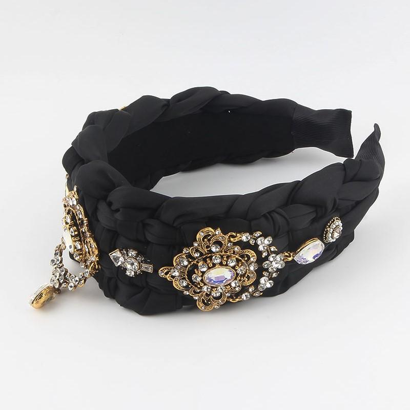 

Барочные хрустальные повязки на голову со стразами для женщин, украшения ручной работы, аксессуары для волос для девочек, вышитая широкая повязка на голову, модная повязка для волос