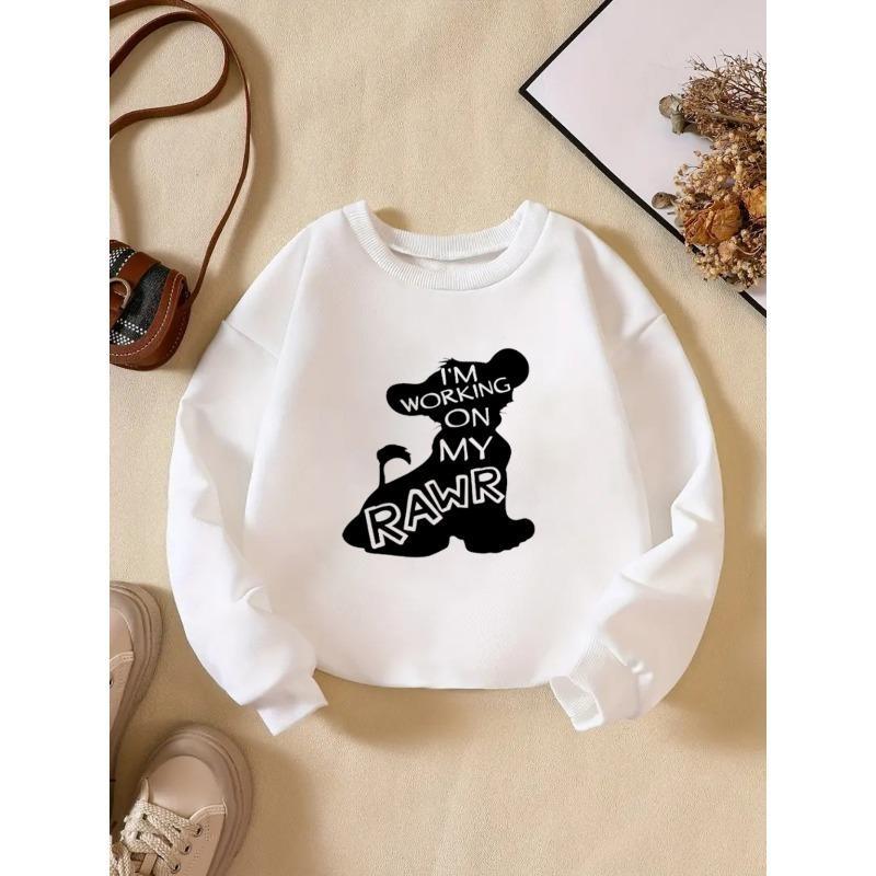 Sweatshirt Kids Unisex with Round Neck and Long Sleeves, Letter Slogan Print, Casual Children s Clothing for Spring and Autumn 110