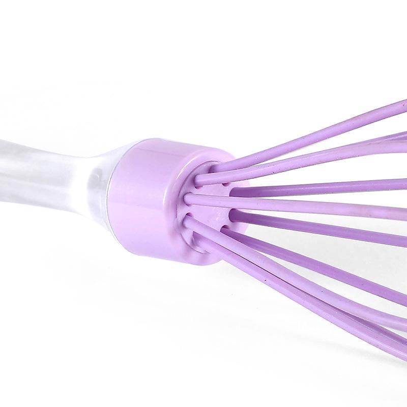 1pc 10-inch Manual Transparent Handle Silicone Egg Beater Cake Cream Mixer Egg Baking Gadget