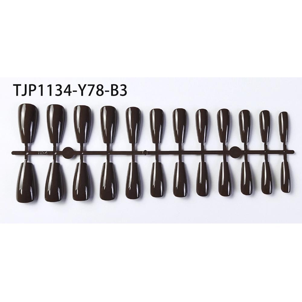 24pcs/set DIY Quick Nails Solid Color Glossy Long Ballet False Nails Multicolor Strips Finished Wear Nail Art