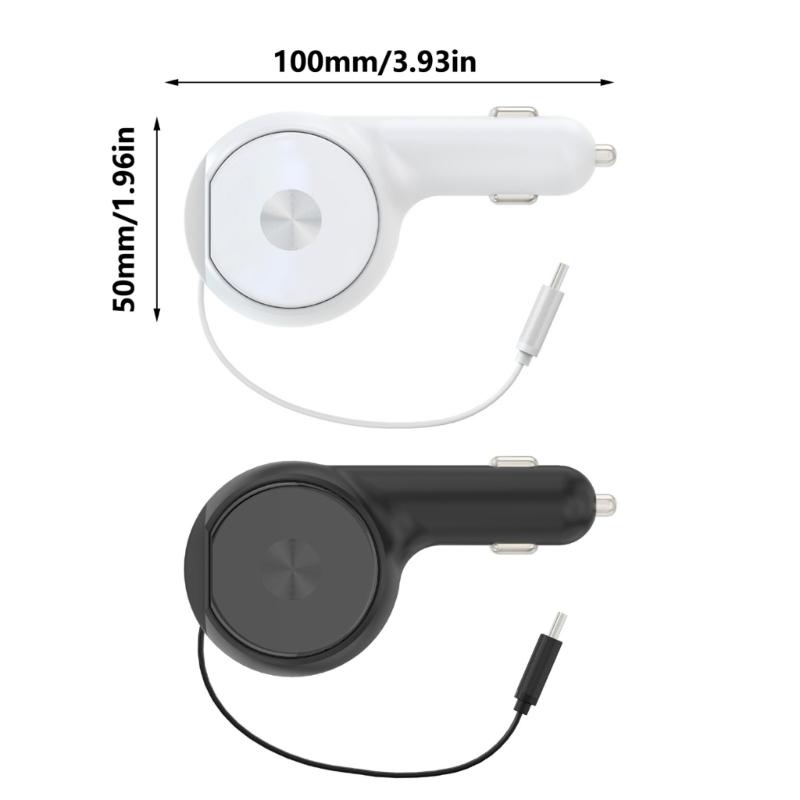 Retractable Car Charger 2 in 1 Fast Charging Car Phone Charger 60W Mini Car Adapter USB C Charger for Phone Laptop