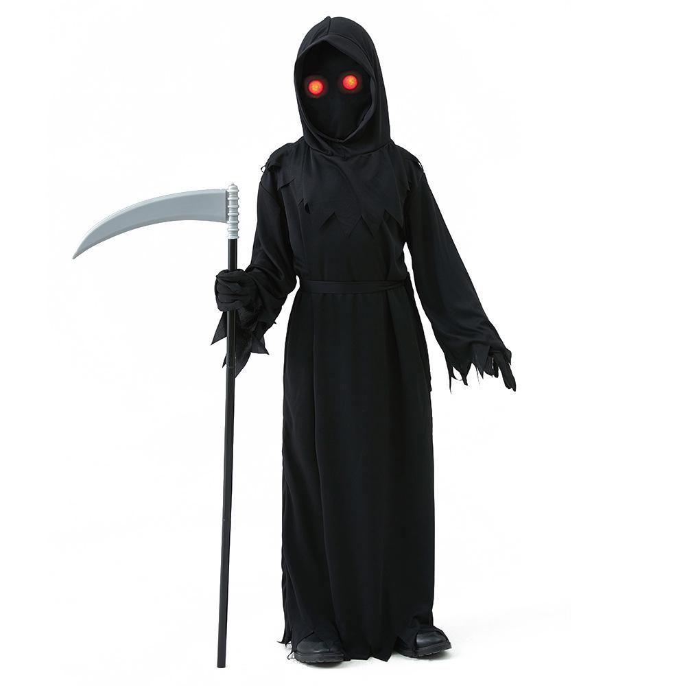 Children's Halloween Grim Reaper Costume with Red Eyes Robe - Horror Cosplay Outfit