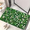 1pc Floral Grass & White Flowers Doormat Non-Slip Absorbent Microfiber Rug for Bathroom Bedroom Entryway