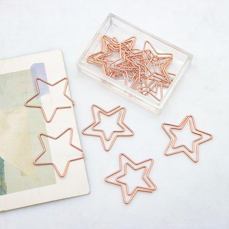 Electroplated Pentagram Paper Clips - Multicolored Metal Office Stationery for File Organization