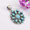 Kingman Turquoise Cluster Pendant, 925 Sterling Silver Pendant, Natural Turquoise Pendant-Multi Stone Pendant, Birthday Pendant