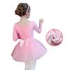 Fashion Long Sleeve Ballet Dress Cotton Sequins Ballet Tutu Skirt Party Dress Bowknot Performance Clothes Dance