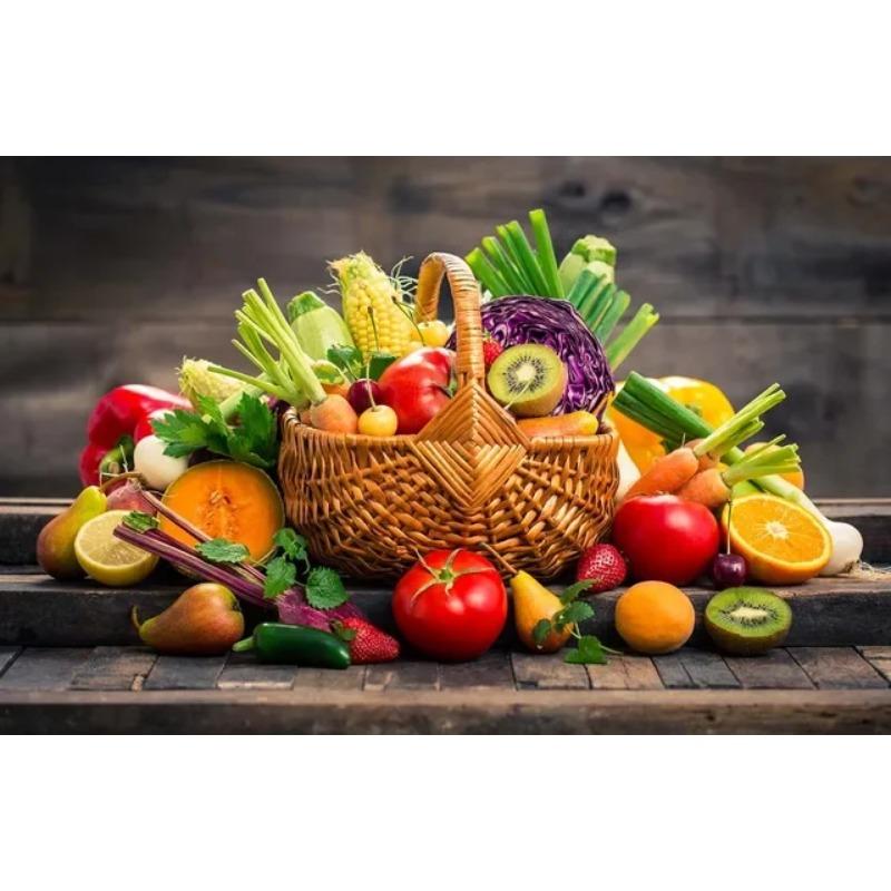 Pôster de Frutas e Vegetais Nórdicos Pintura em Tela Colorida Arte de Parede de Comida para Sala de Jantar Decoração de Cozinha Decoração de Casa Decoração de Parede