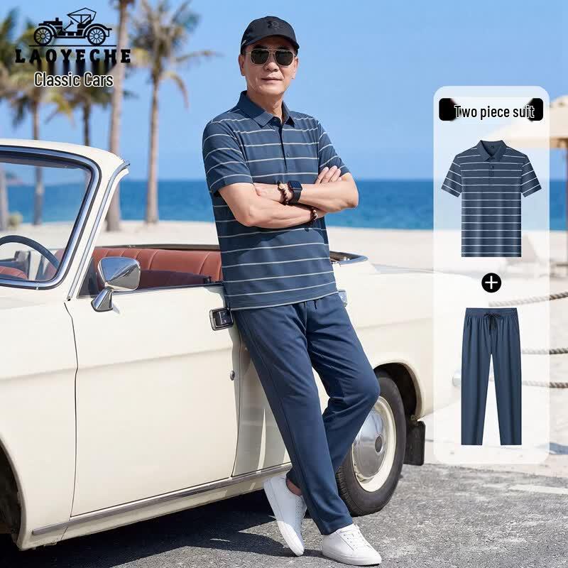LAOYECHE Men s Casual Summer Polo T-shirt & Shorts Set 170