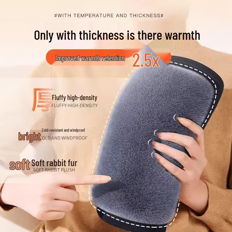TULX Thickened Rabbit Fur Lined Warm Knee Pads