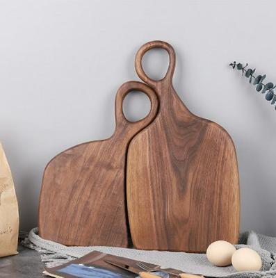Placă de tăiat creativă din lemn de nuc pentru cuplu, cu mâner - Tocător solid din lemn pentru friptură, pâine, mâncare pentru bebeluși și fructe.