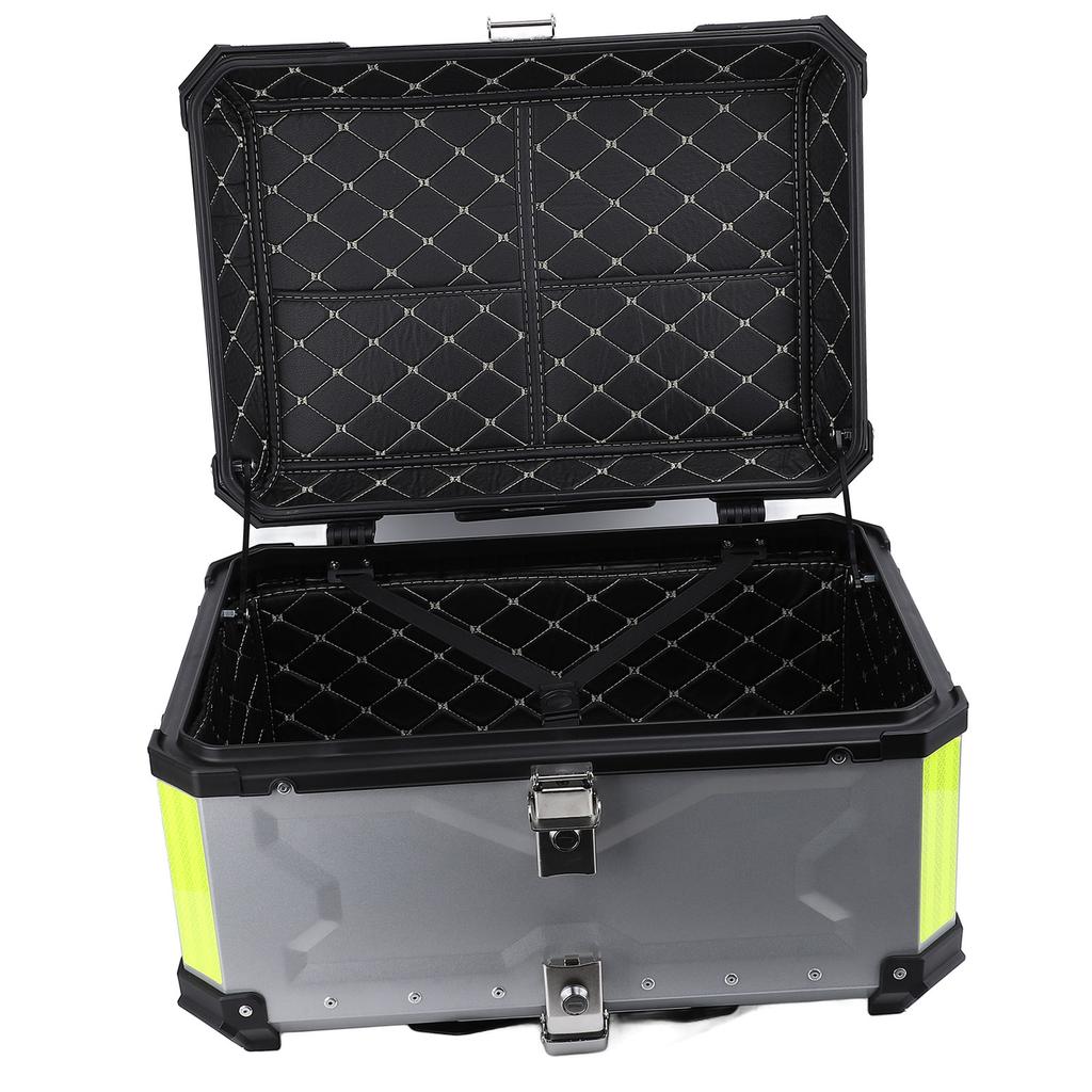 65L Motorcycle Top Case with Security Lock Water Resistant Aluminum Alloy Reflective Sticker Trunk