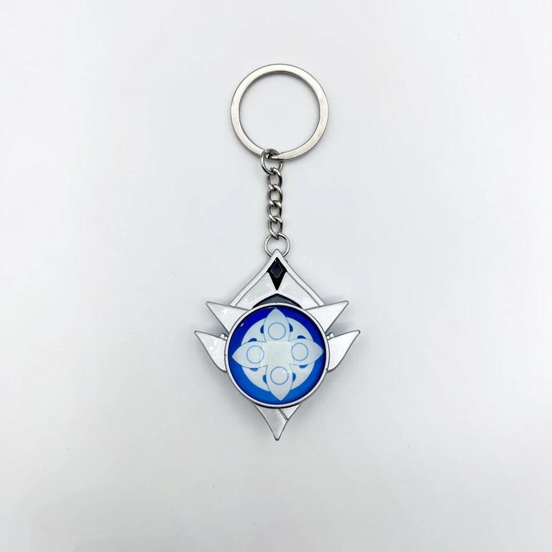 New Teyvat Vision Fontaine Water God Focalors Lyney and Lynette Keychain Luminous 7 Element Eye Of God Toy KeyRing
