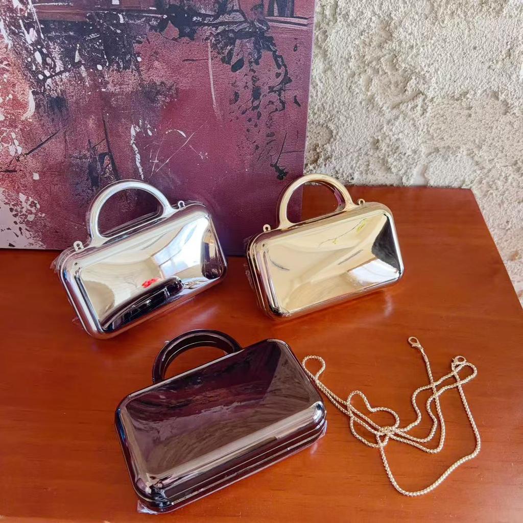 Fashion Trend Square Acrylic Bag Chain Bag Glossy Styling Hand Bag Crossbody Bag